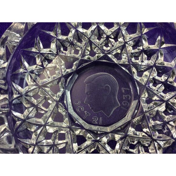 King George VI And Queen Elizabeth Bagley Glass Ashtrays 1937 Set 2 Royal Family - Picture 7 of 12
